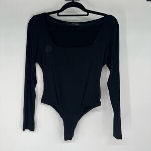 Ollie & Chloe by Jolie Square Neck Long Sleeve Bodysuit Women's Size M Black